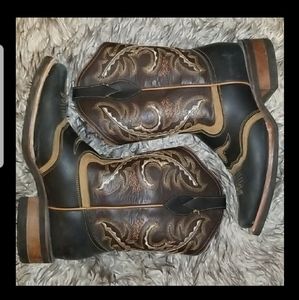 Leather Square Toe Cowboy Boots